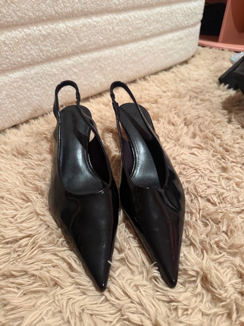 H&M Black Patent Slingback Pointed Heels size 11